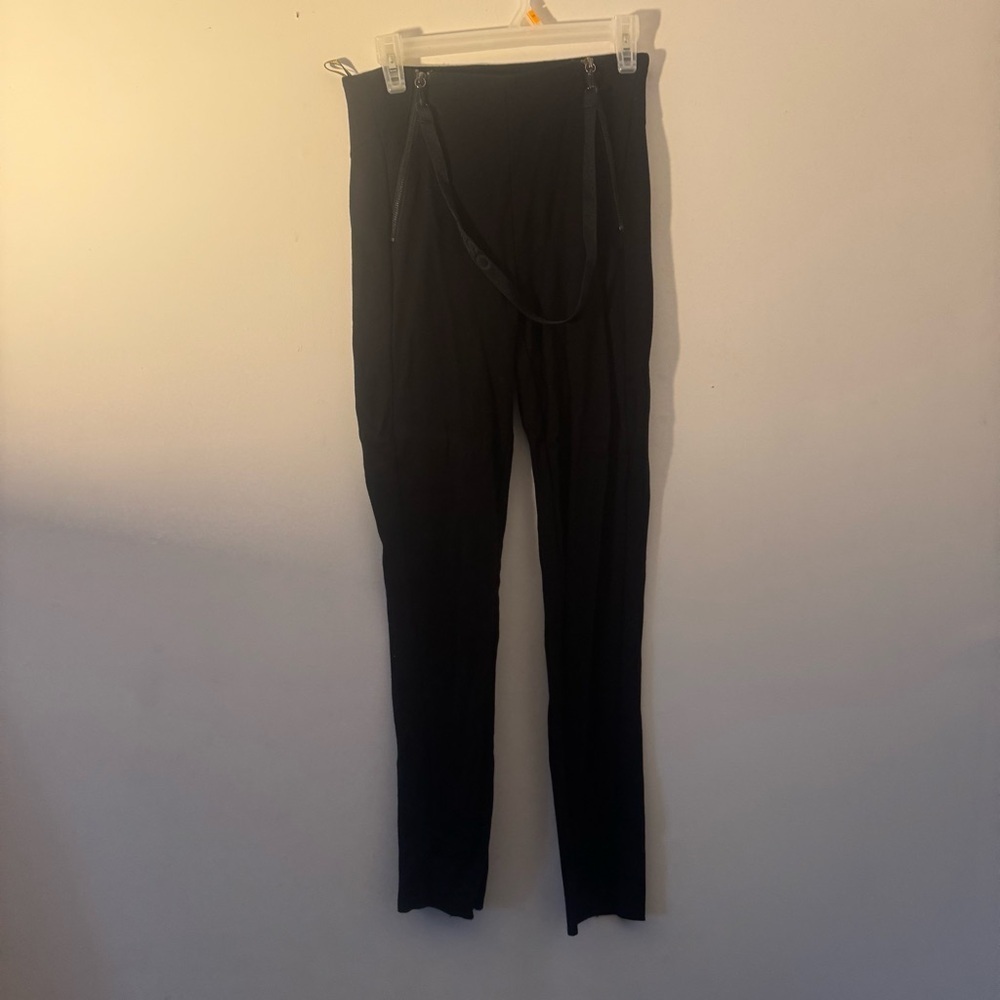 Osklen Black Minimalist Tech Straight Leg Pants w/ Strap Detail Medium